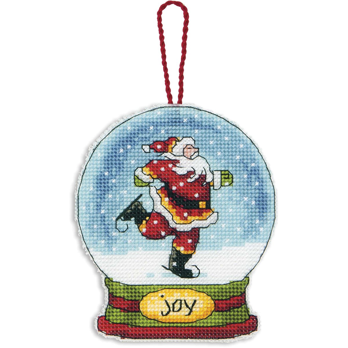 Joy Snowglobe Counted Cross Stitch Kit-3.75""X4.5"" 14 Count Plastic Canvas