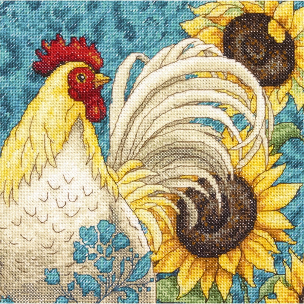 Gold Petite Rooster Counted Cross Stitch Kit-6""X6"" 18 Count