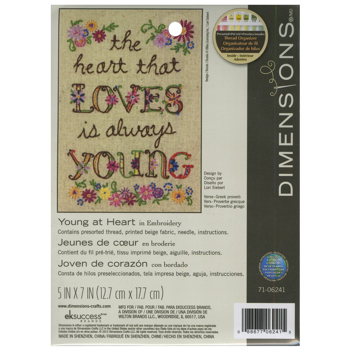 Young At Heart Mini Embroidery Kit-5""X7"" Stitched In Thread