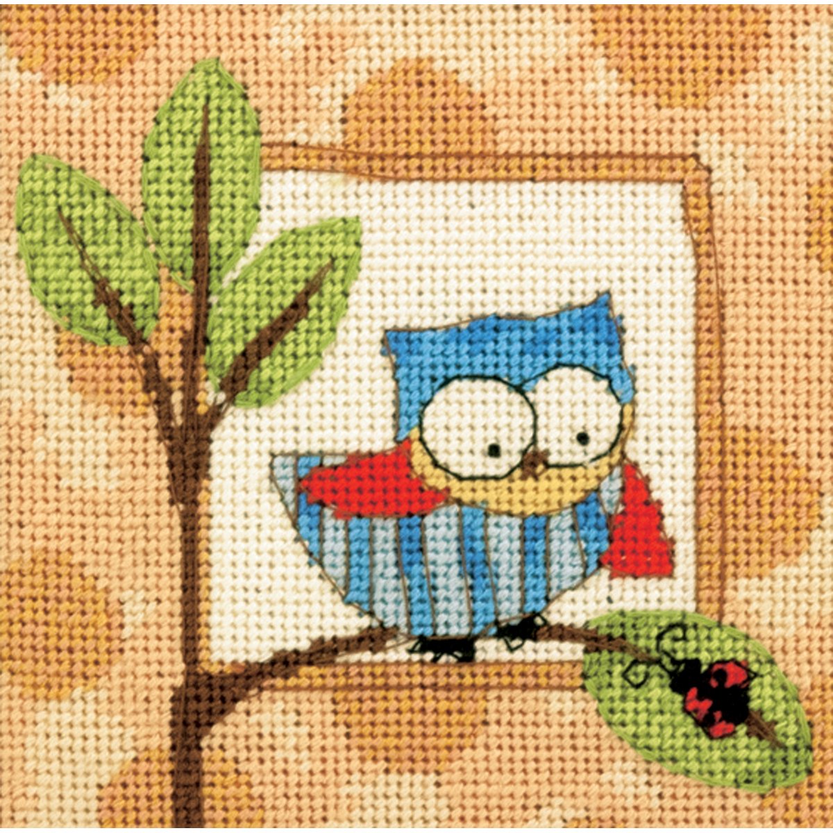 Curious Owl Mini Needlepoint Kit-5""X5"" Stitched In Thread