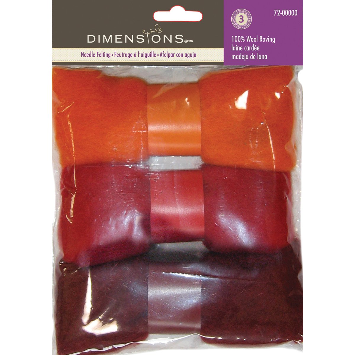 Feltworks Roving Trio Pack 1.58oz-Orange Red