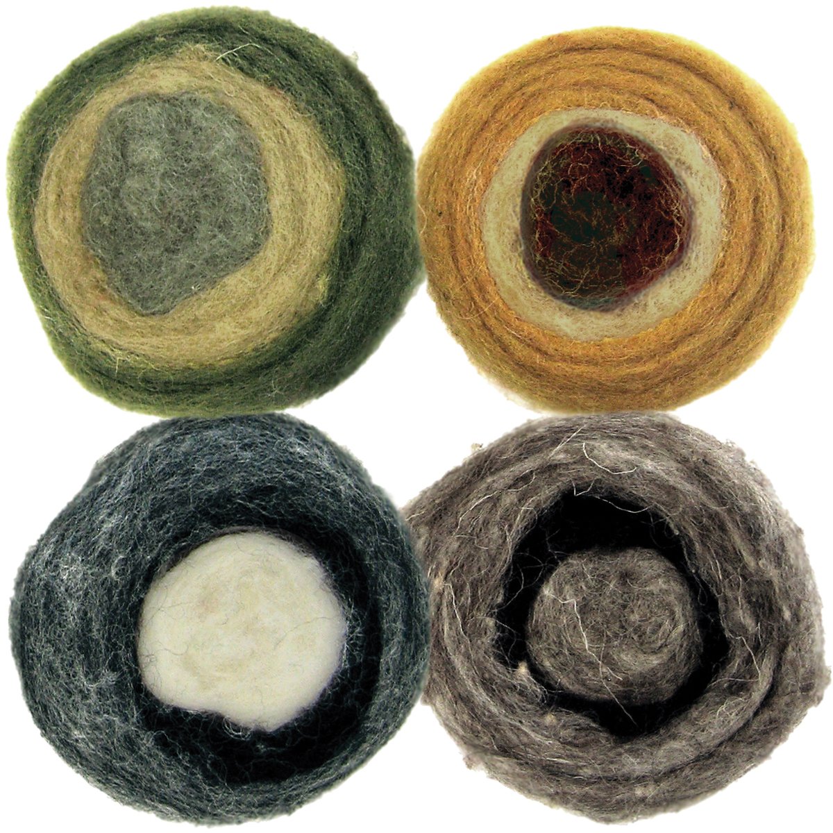 Feltworks Roving Rolls 2oz 4/Pkg-Earth Tone