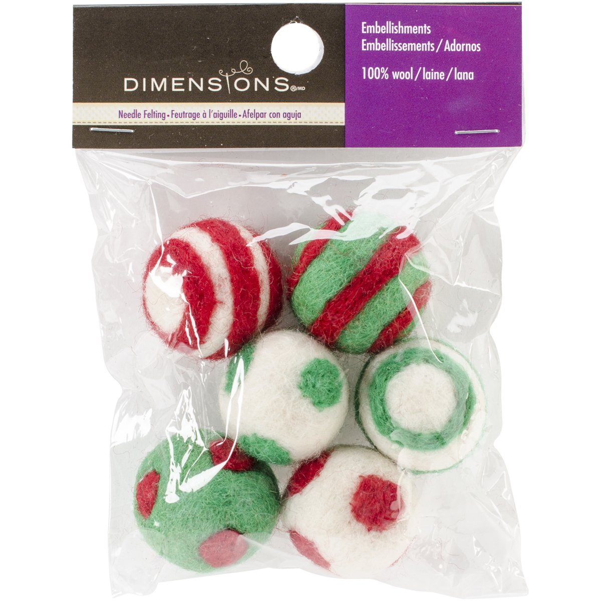Feltworks Holiday Balls-6/Pkg