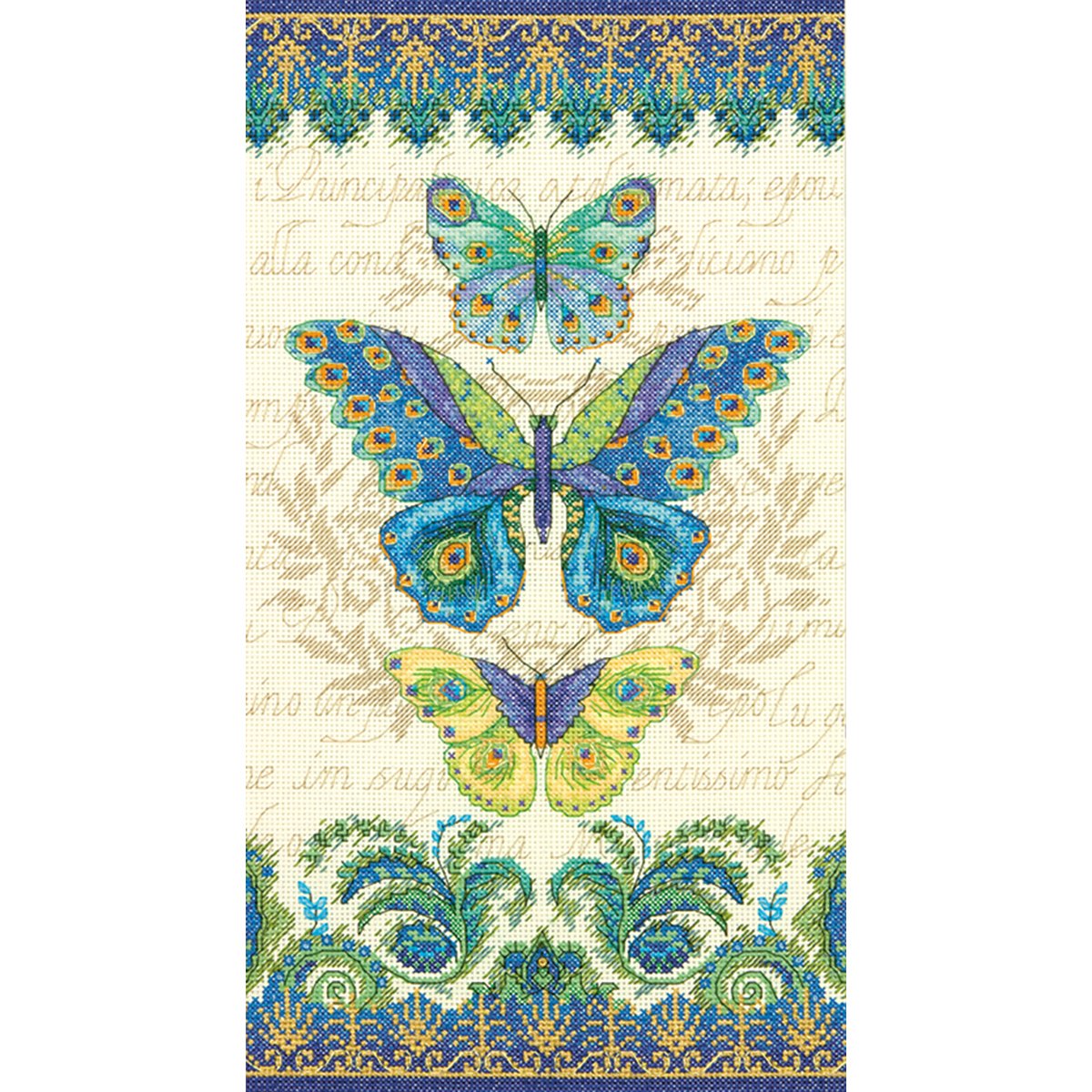 Peacock Butterflies Counted Cross Stitch Kit-8""X15"" 14 Count