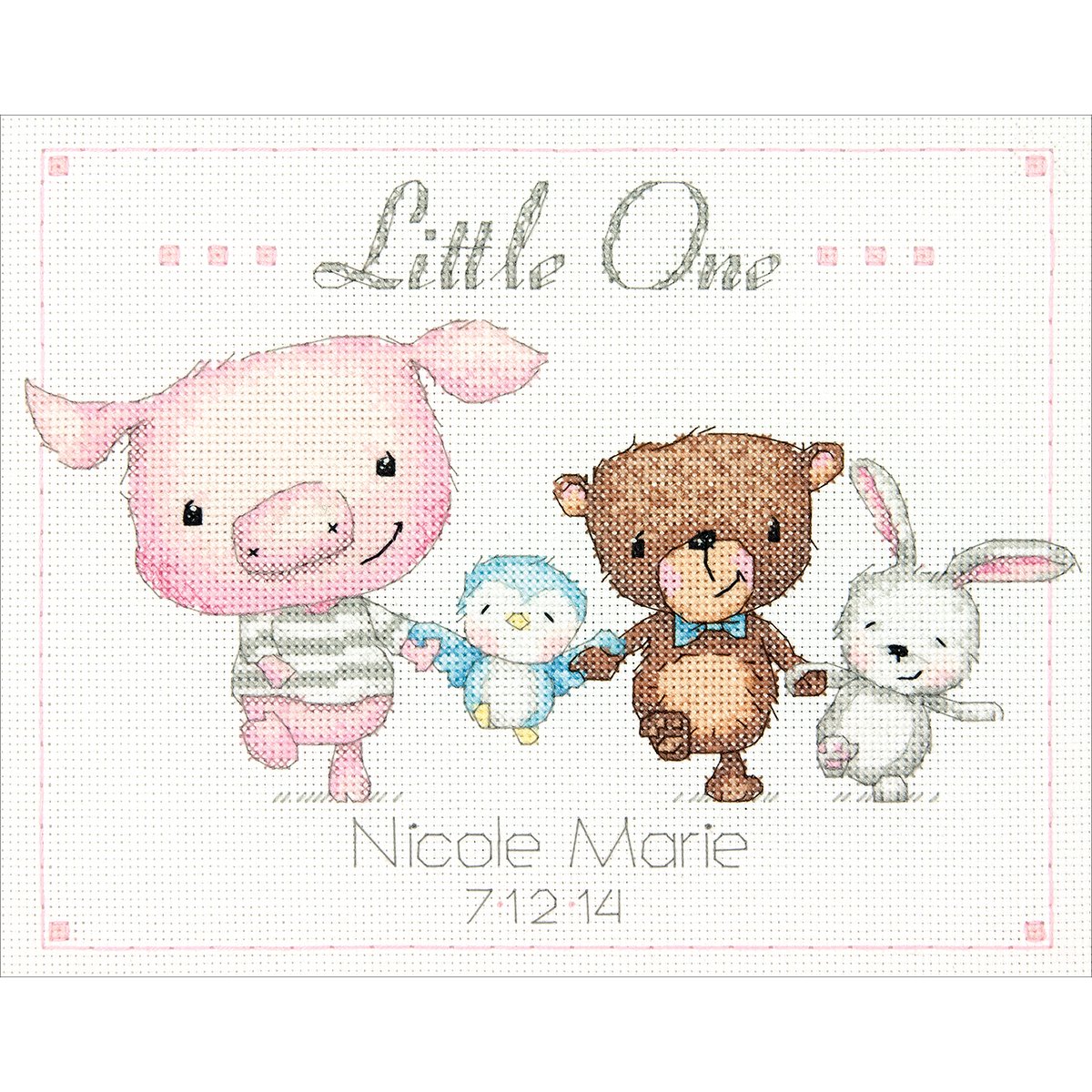 Little One Birth Record Counted Cross Stitch Kit-10""X8"" 14 Count