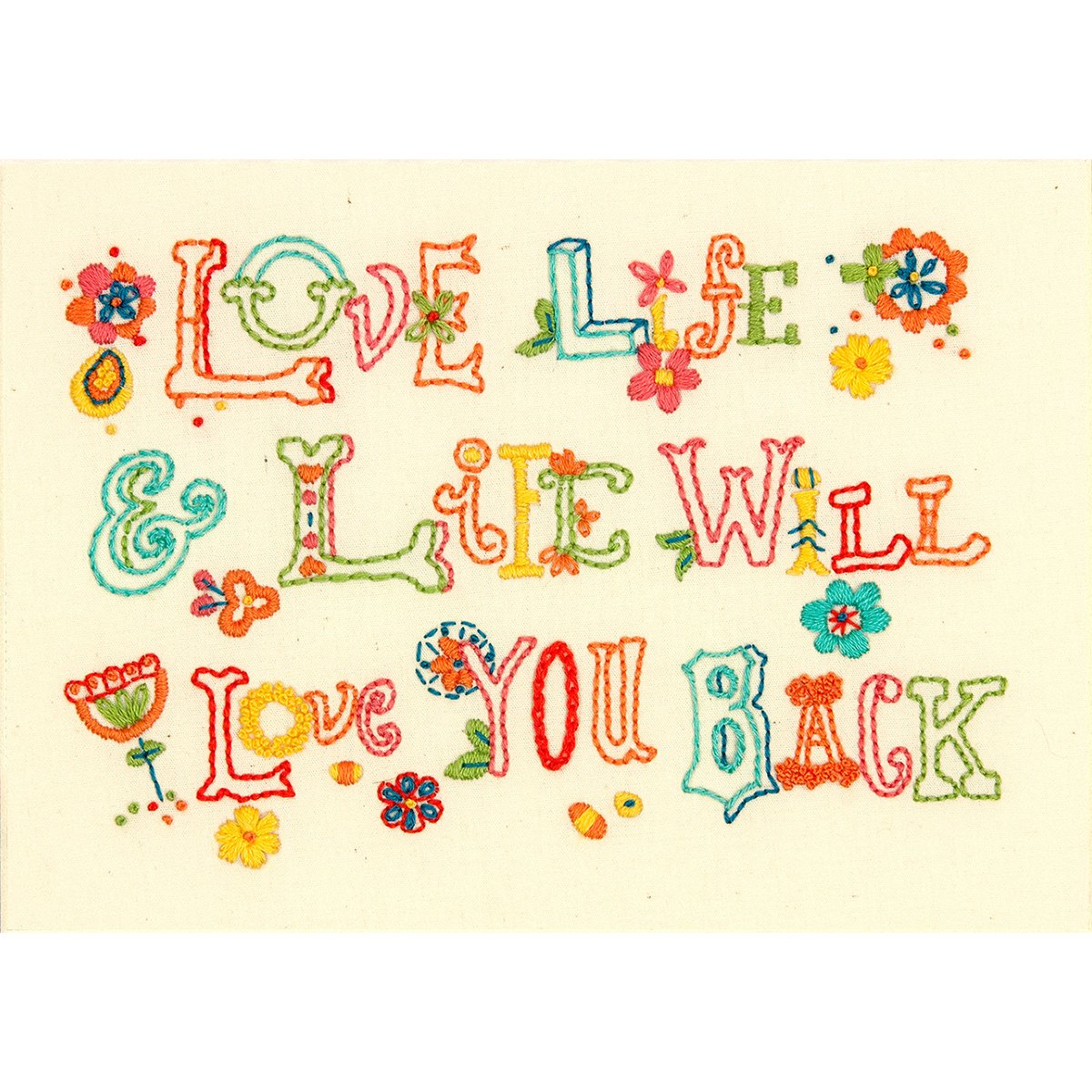 Love Life Mini Embroidery Kit-7""X5"" Stitched In Thread