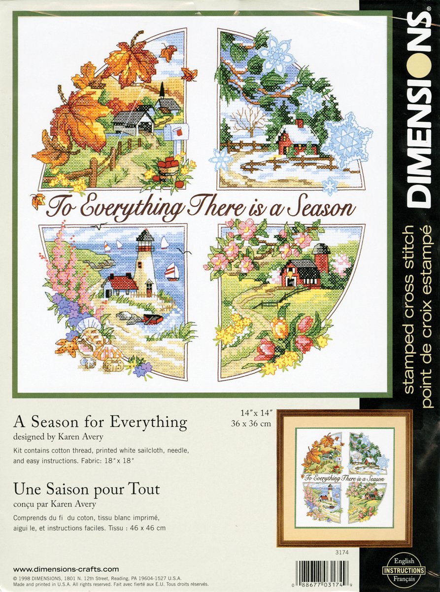 A Season For Everything Stamped Cross Stitch Kit-14""X14""