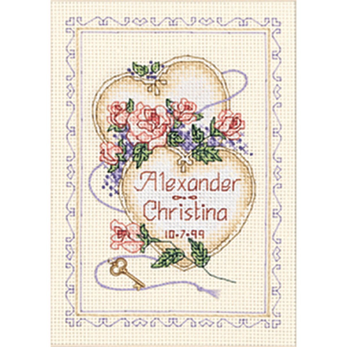 United Hearts Wedding Record Mini Counted Cross Stitch Kit-5""X7"" 14 Count