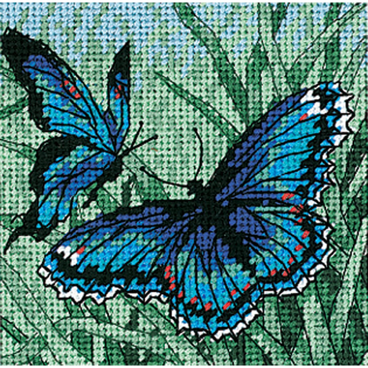 Butterfly Duo Mini Needlepoint Kit-5""X5"" Stitched In Thread