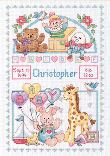 Birth Record For Baby Counted Cross Stitch Kit-10""X14"" 14 Count