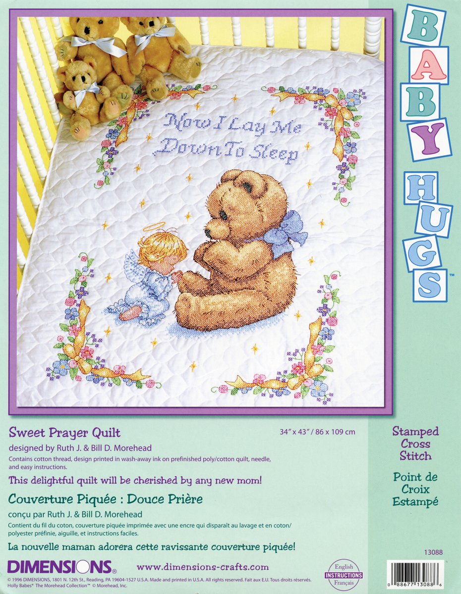 Baby Hugs Sweet Prayer Quilt Stamped Cross Stitch Kit-34""X43""