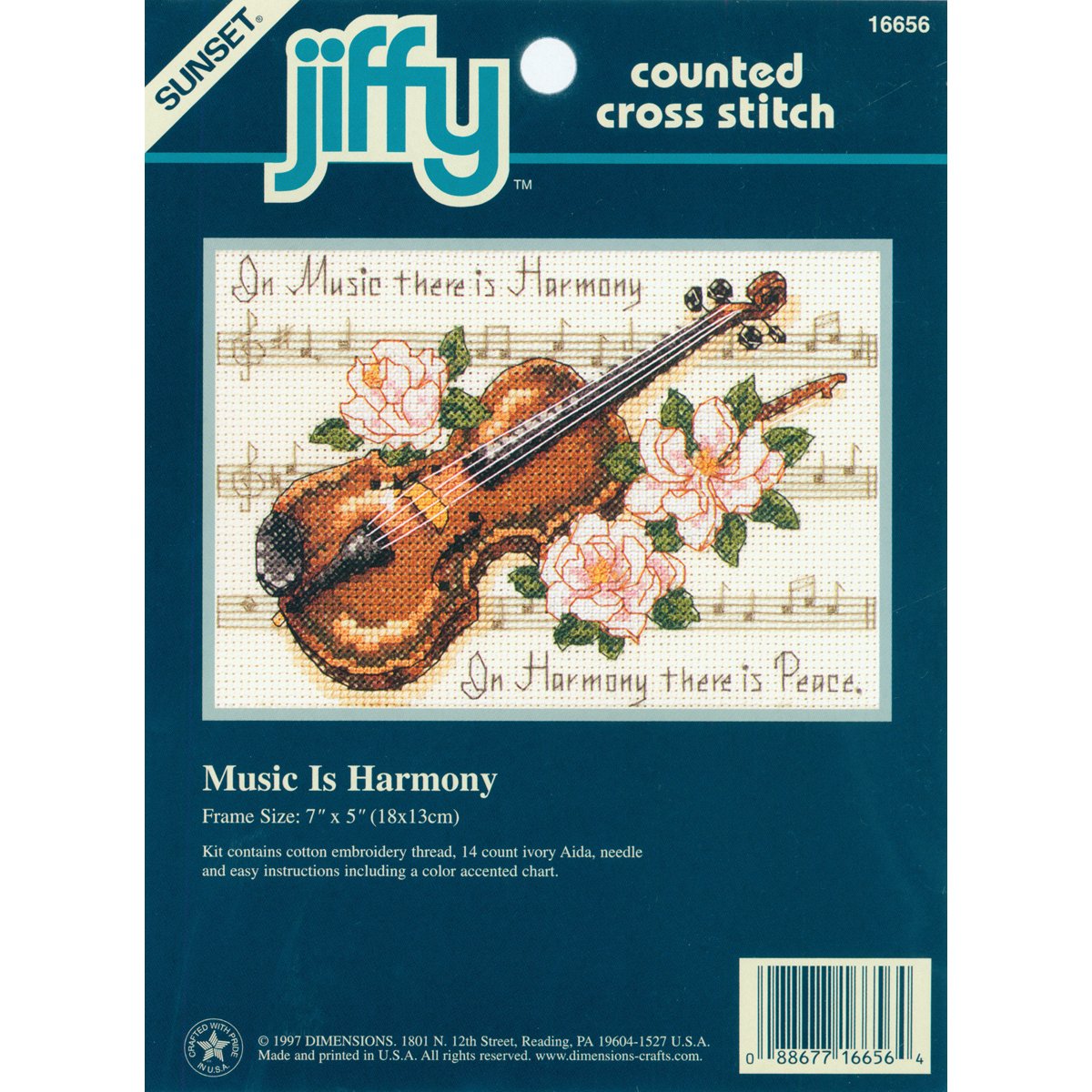 Jiffy Music Is Harmony Mini Counted Cross Stitch Kit-7""X5"" 14 Count