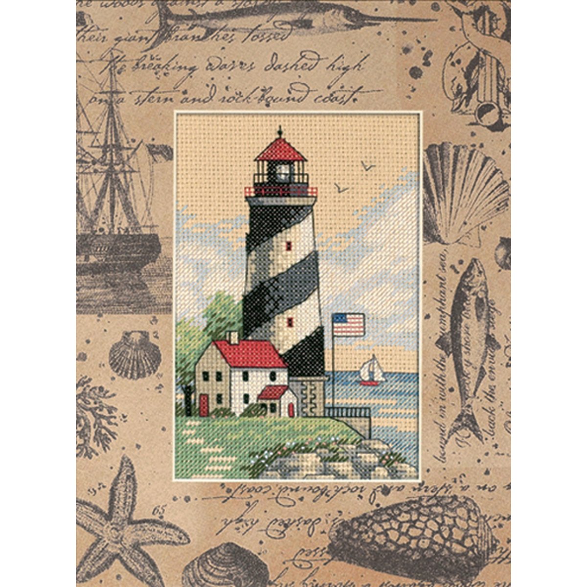 Matted Accents Light At Sea Counted Cross Stitch Kit-8""X10"" Mat, 4""X6"" Opening 14 Count