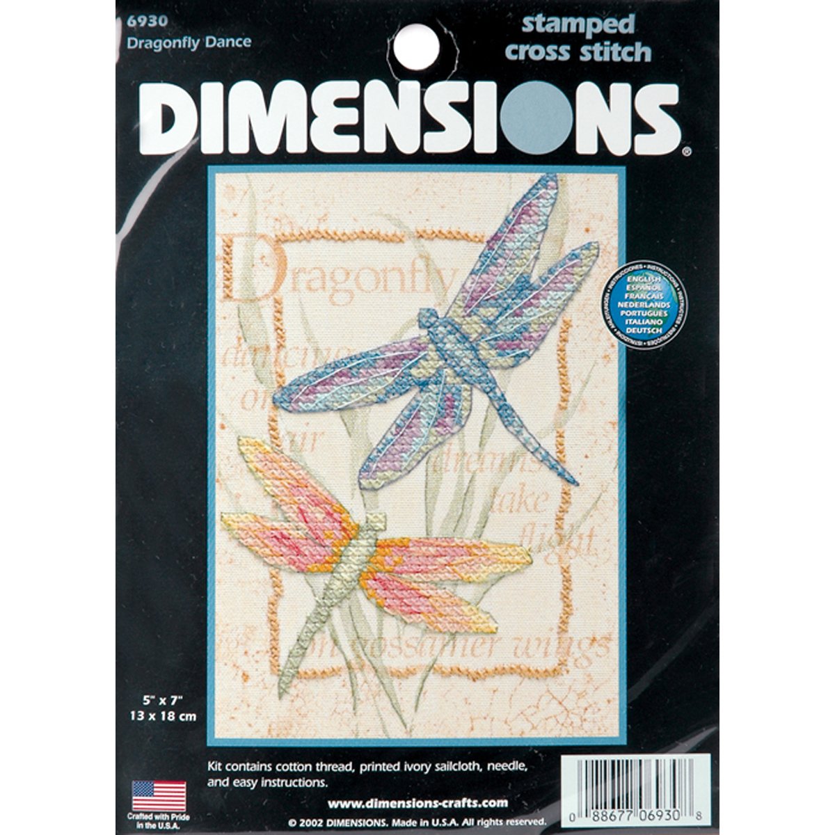 Dragonfly Dance Mini Stamped Cross Stitch Kit-5""X7""