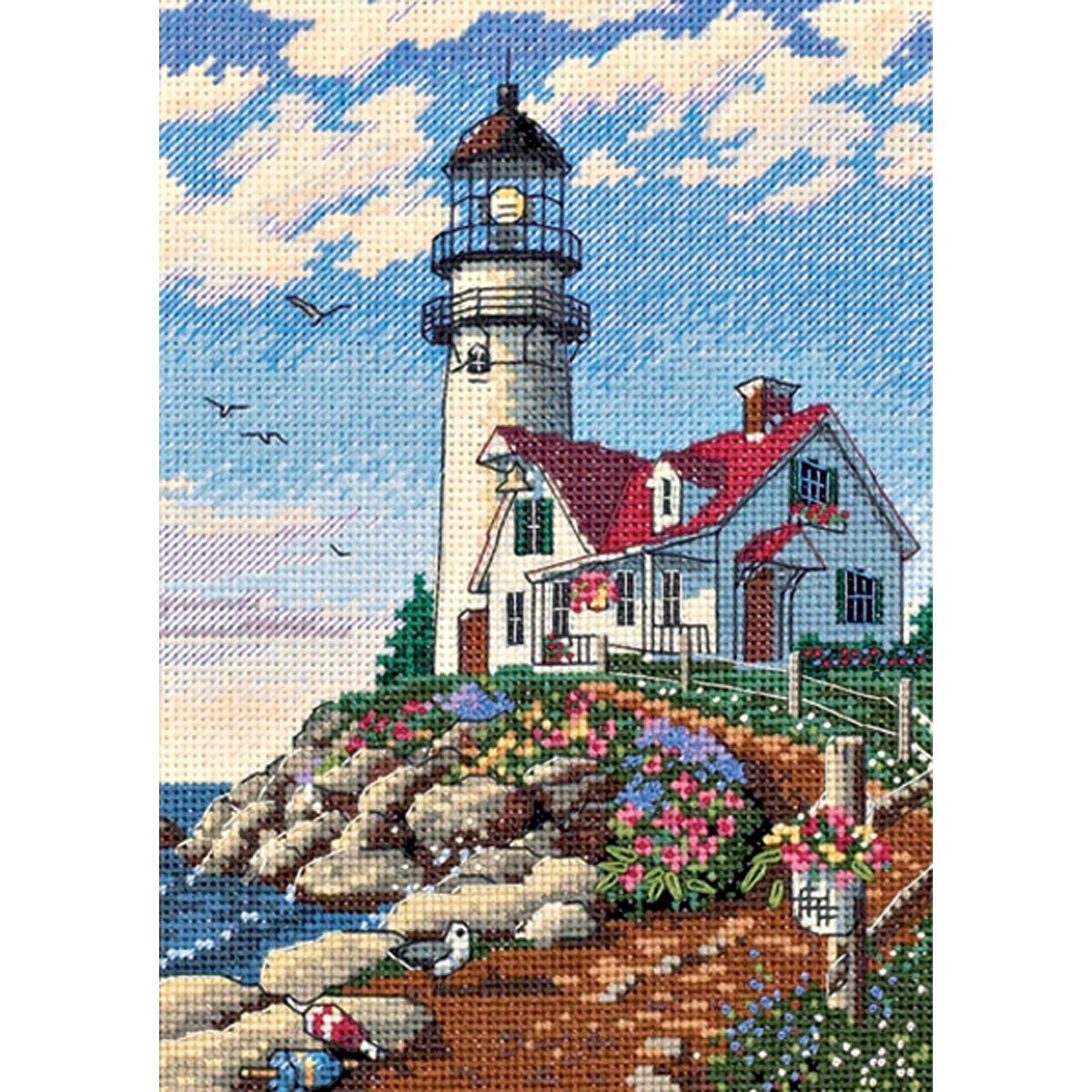 Gold Petite Beacon At Rocky Point Counted Cross Stitch Kit-5""X7"" 18 Count
