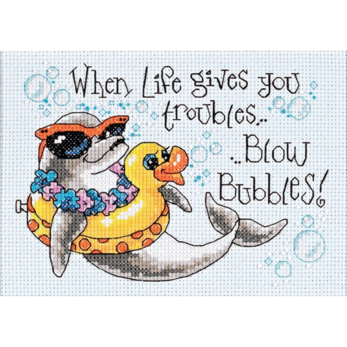 Blow Bubbles Mini Counted Cross Stitch Kit-7""X5"" 14 Count