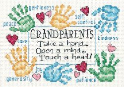 Grandparents Touch A Heart Mini Counted Cross Stitch Kit-7""X5"" 14 Count