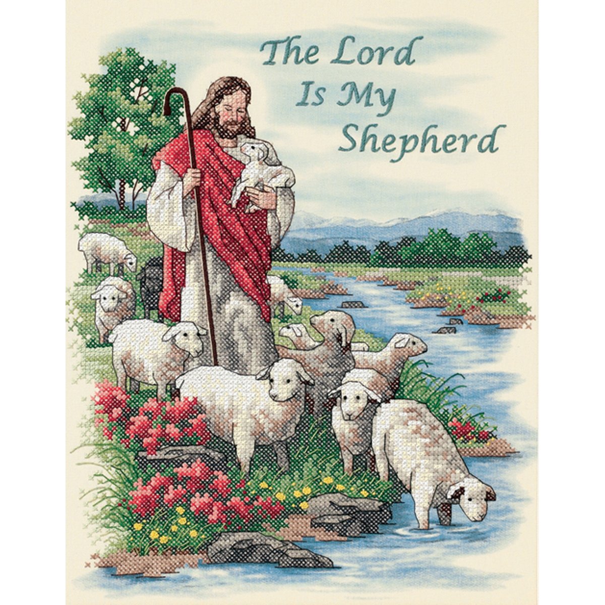 The Lord Is My Shepherd Stamped Cross Stitch Kit-11""X14""
