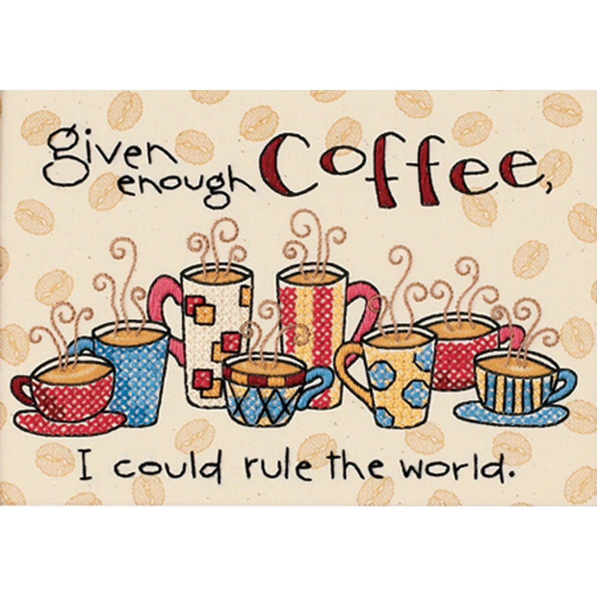 Enough Coffee Mini Stamped Cross Stitch Kit-7""X5""