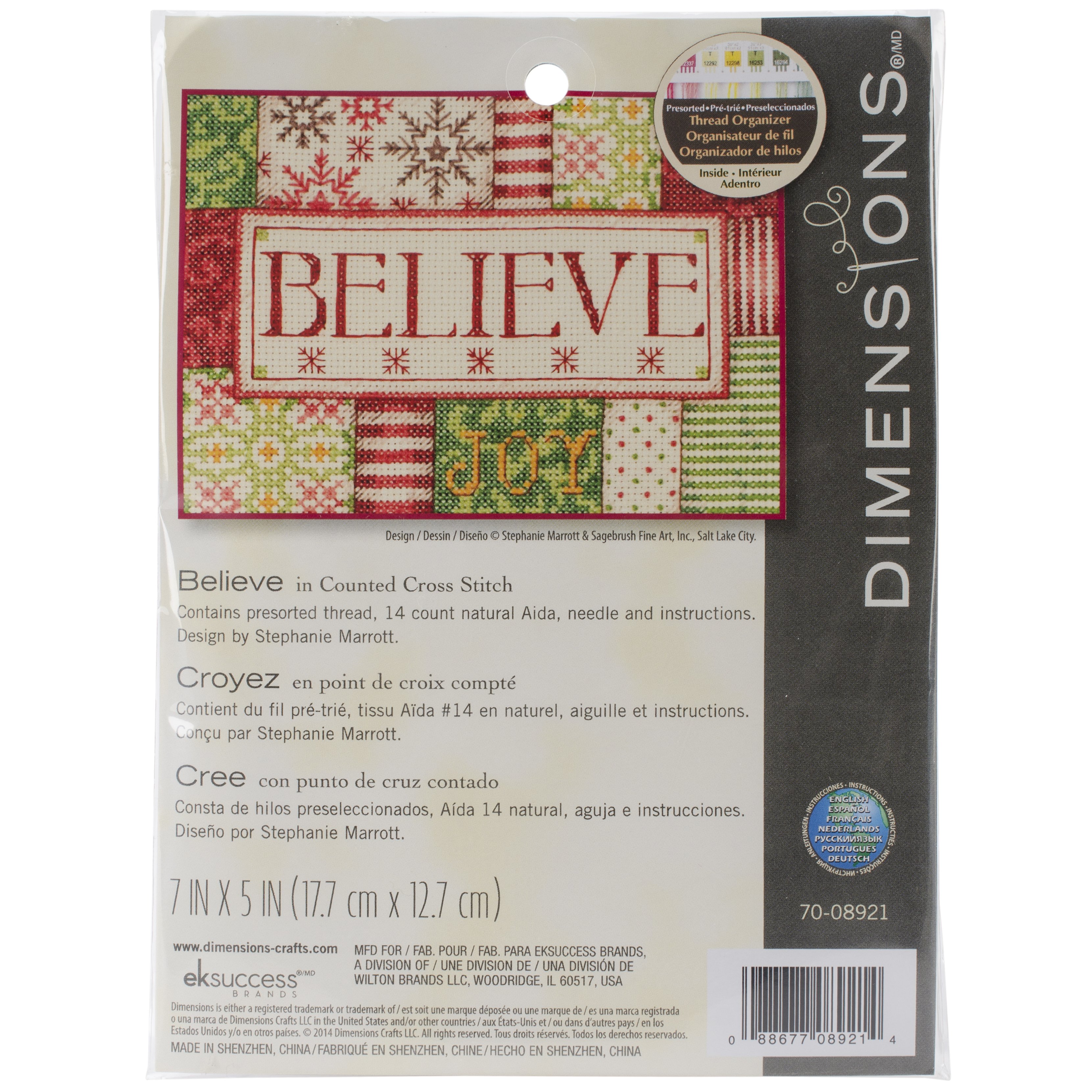Believe Mini Counted Cross Stitch Kit-7""X5"" 14 Count