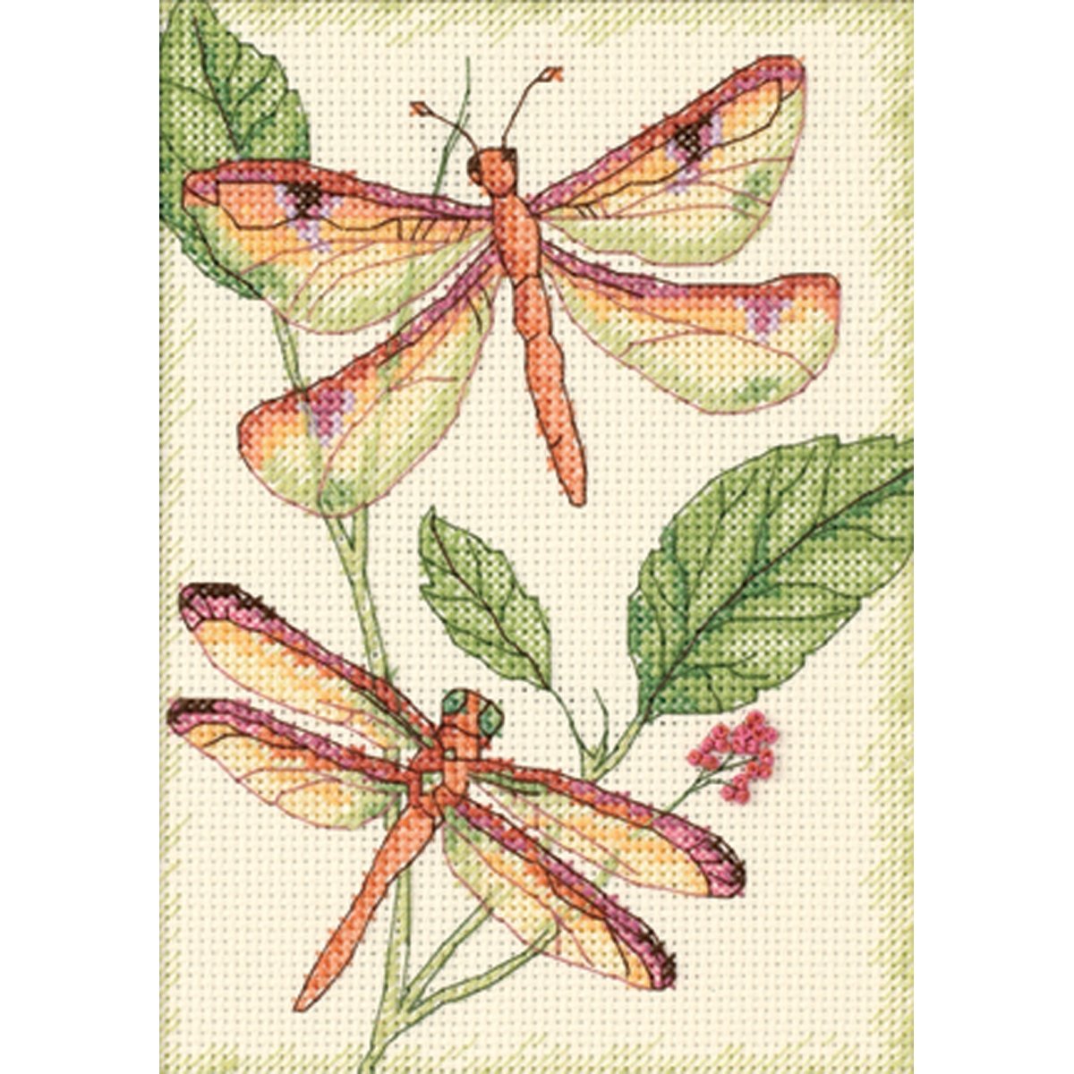 Dragonfly Duo Mini Counted Cross Stitch Kit-5""X7"" 14 Count
