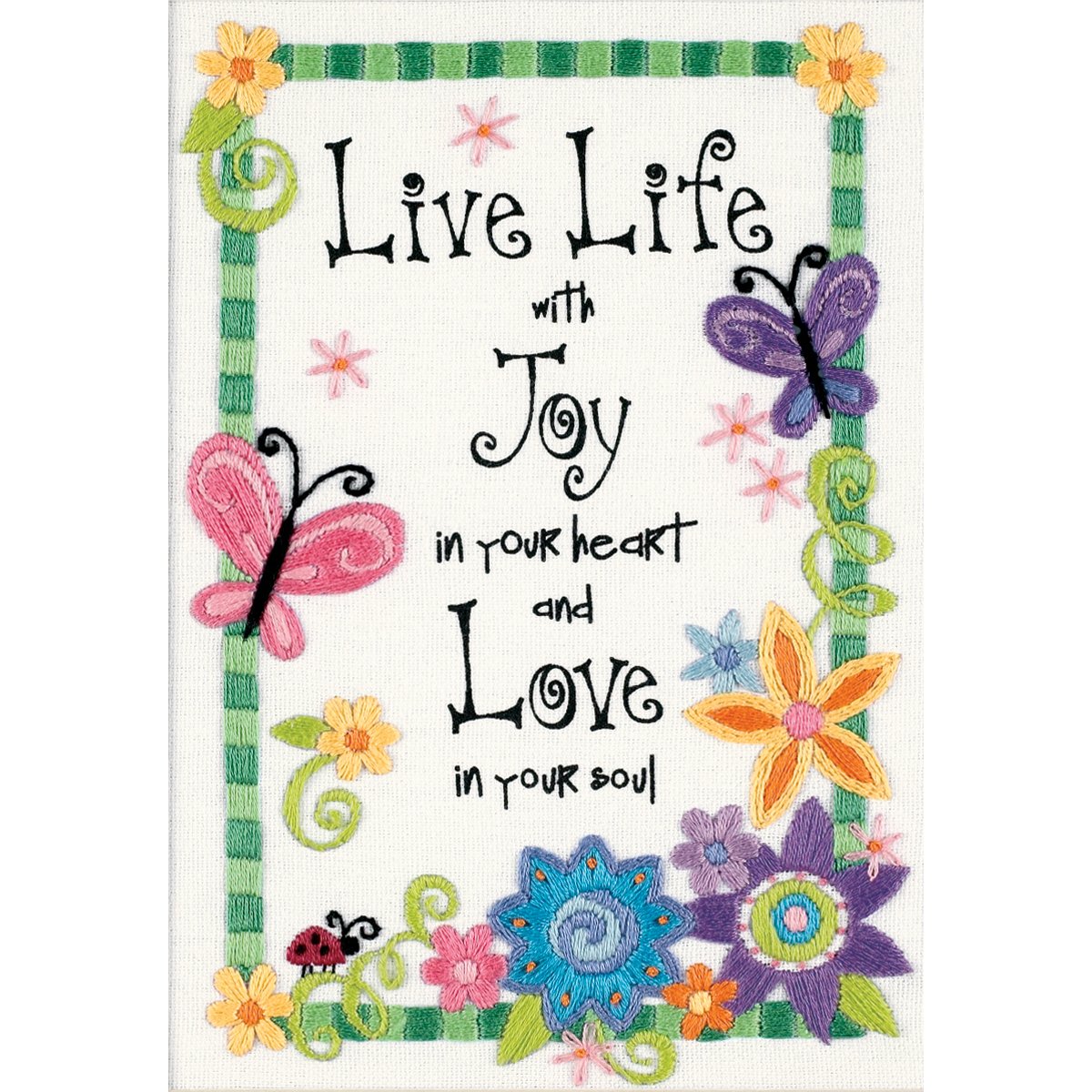 Live Life Mini Crewel Kit-5""X7"" Stitched In Thread