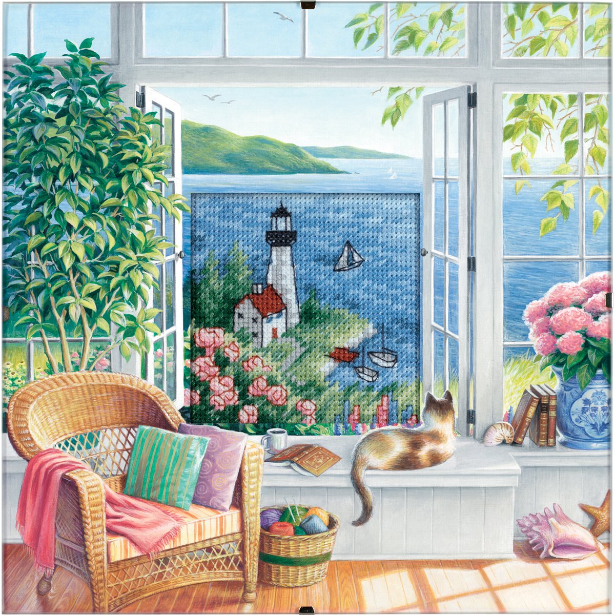 Daydreams Beach Tranquility Counted Cross Stitch Kit-8""X8"" 18 Count