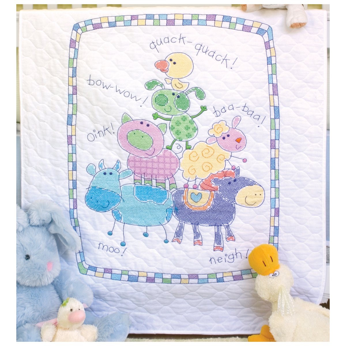 Baby Hugs Farm Friends Quilt Stamped Cross Stitch Kit-34""X43""