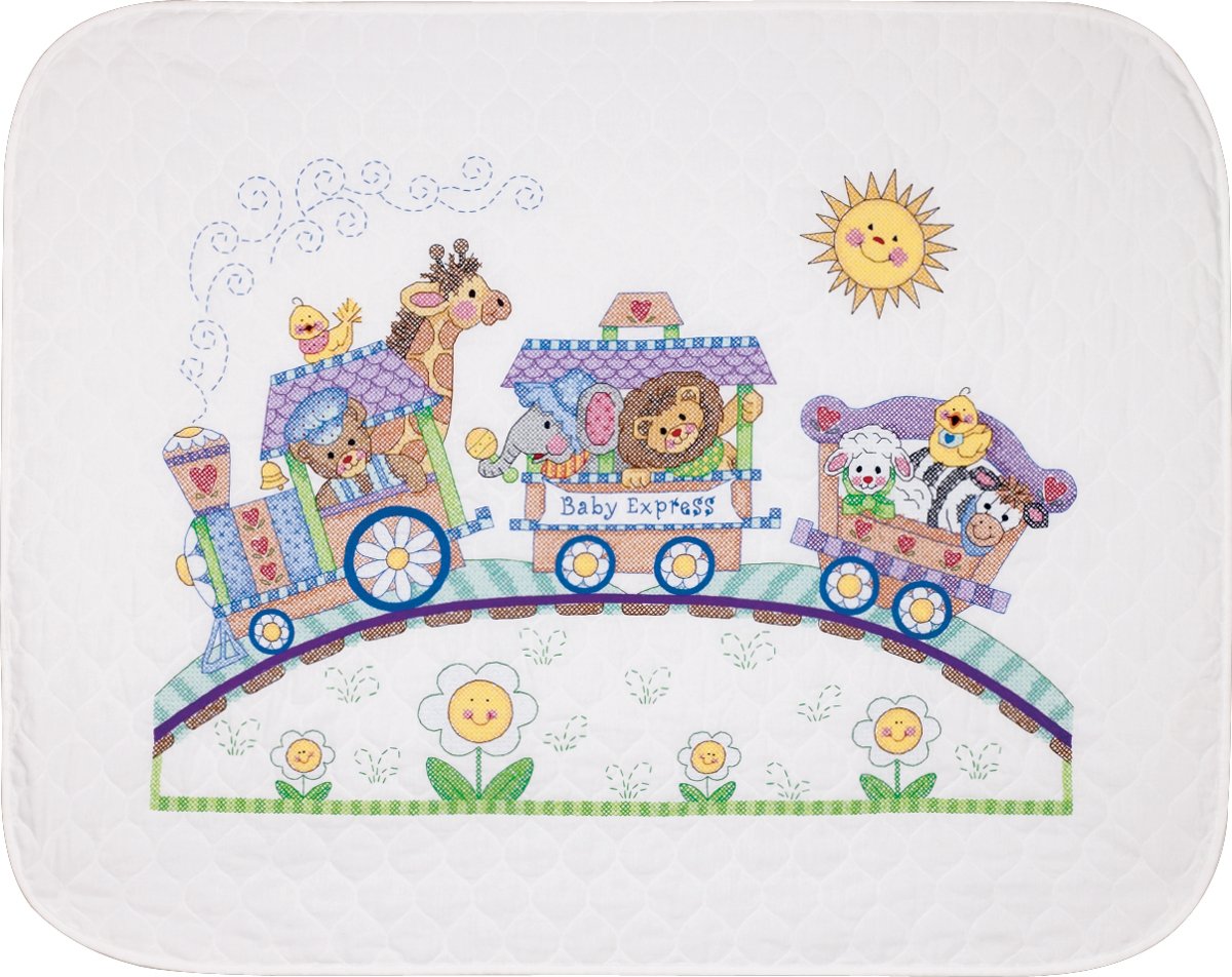 Baby Hugs Baby Express Quilt Stamped Cross Stitch Kit-43""X34""
