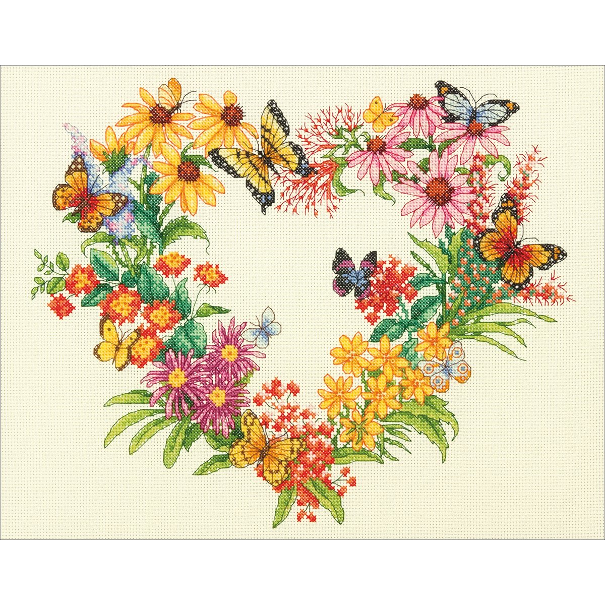 Wildflower Wreath Counted Cross Stitch Kit-14""X11"" 14 Count