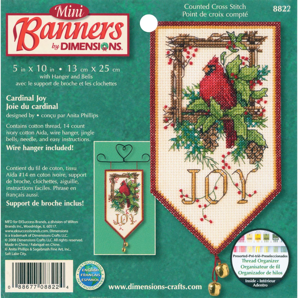 Banners Cardinal Joy Mini Counted Cross Stitch Kit-10"" Long 14 Count