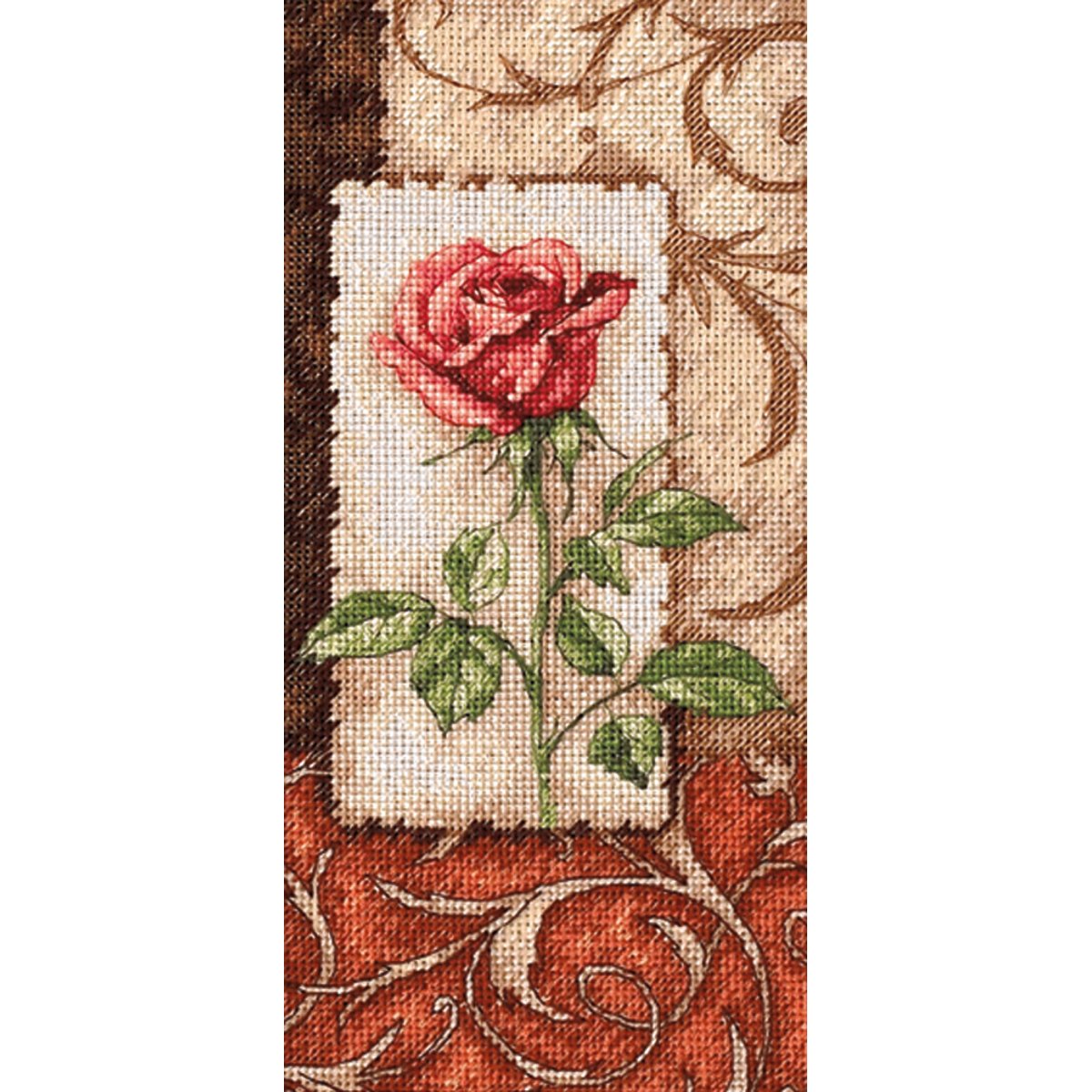 Gold Petite Single Rose Counted Cross Stitch Kit-4""X8"" 16 Count