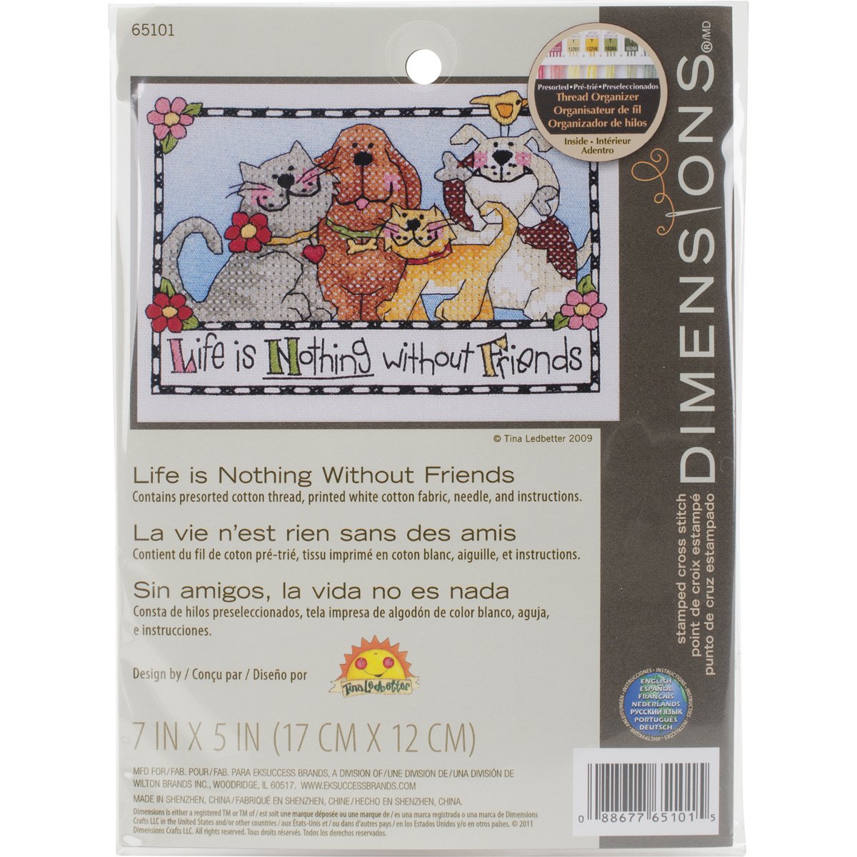 Life Is Nothing Without Friends Mini Stamped Cross Stitch Ki-7""X5""