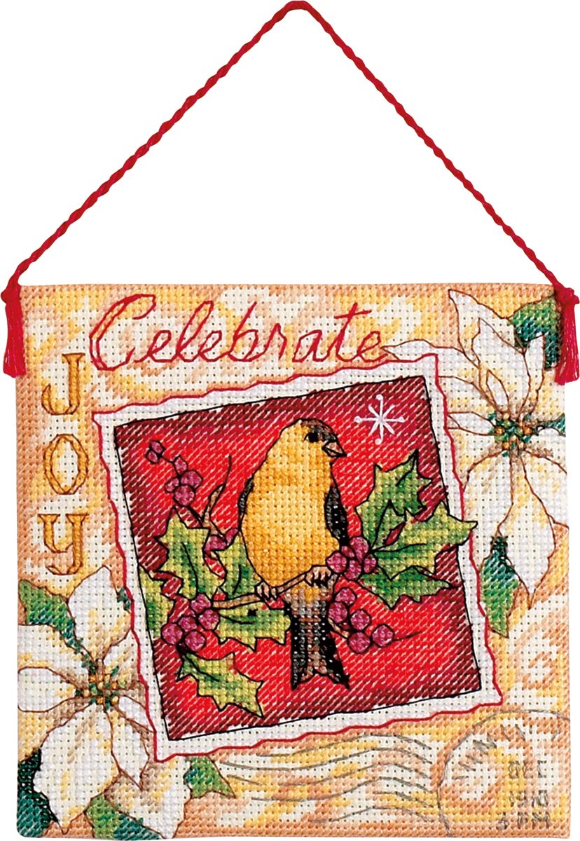 Gold Petite Joy Ornament Counted Cross Stitch Kit-4.5""X4.5"" 18 Count
