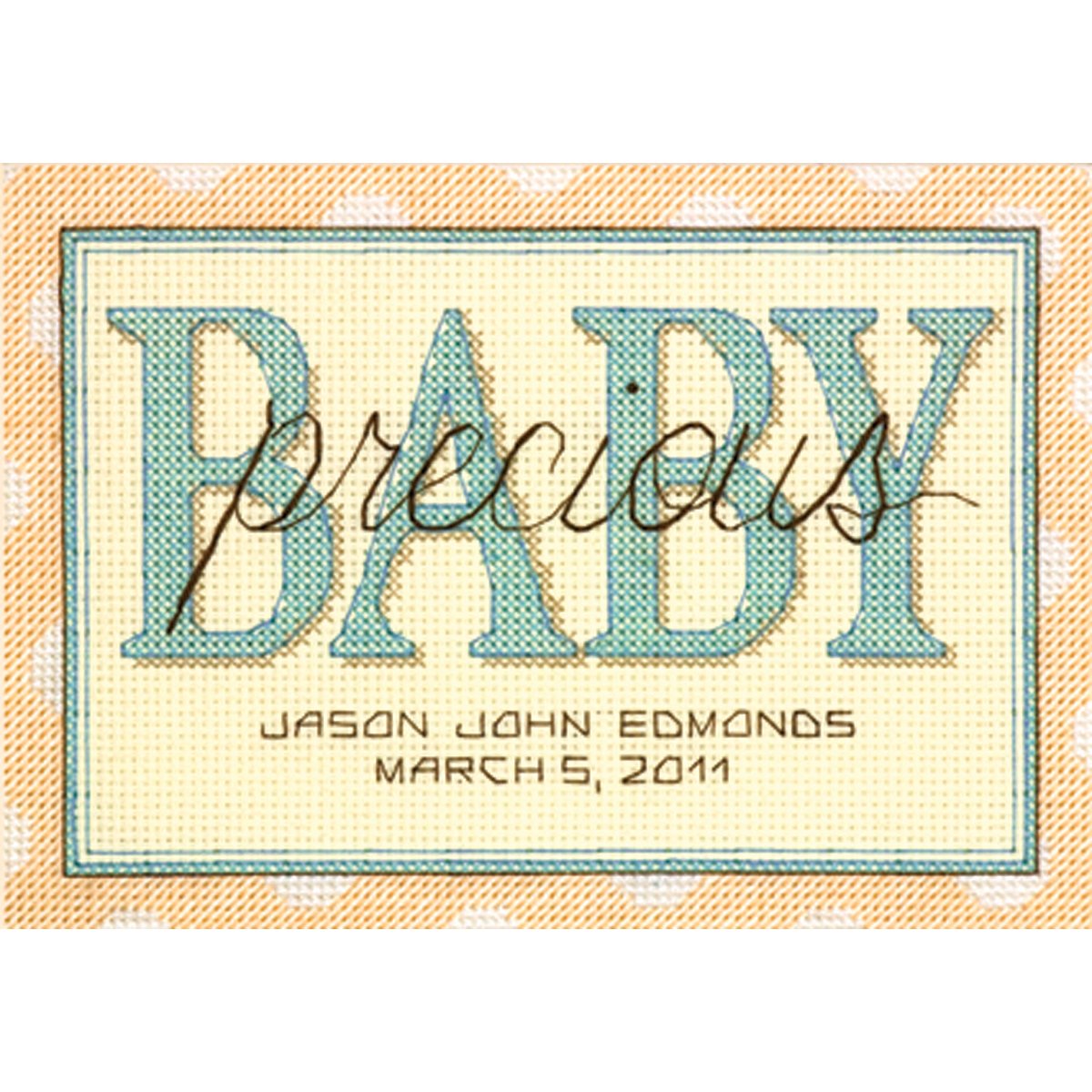 Sweet Baby Birth Record Mini Counted Cross Stitch Kit-7""X5"" 14 Count