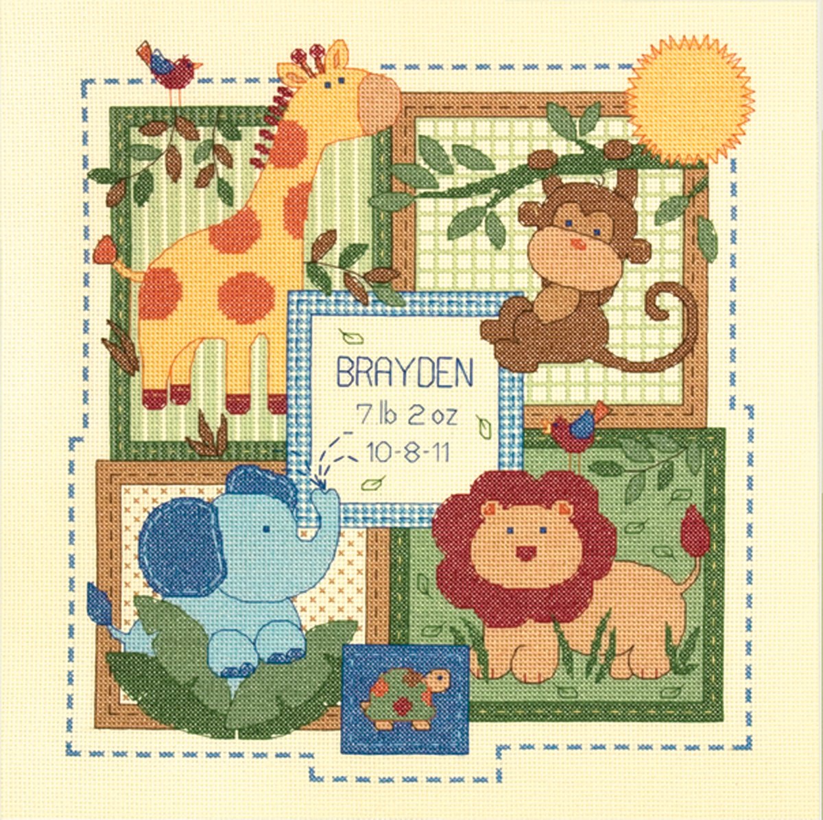 Baby Hugs Savannah Birth Record Counted Cross Stitch Kit-12""X12"" 14 Count