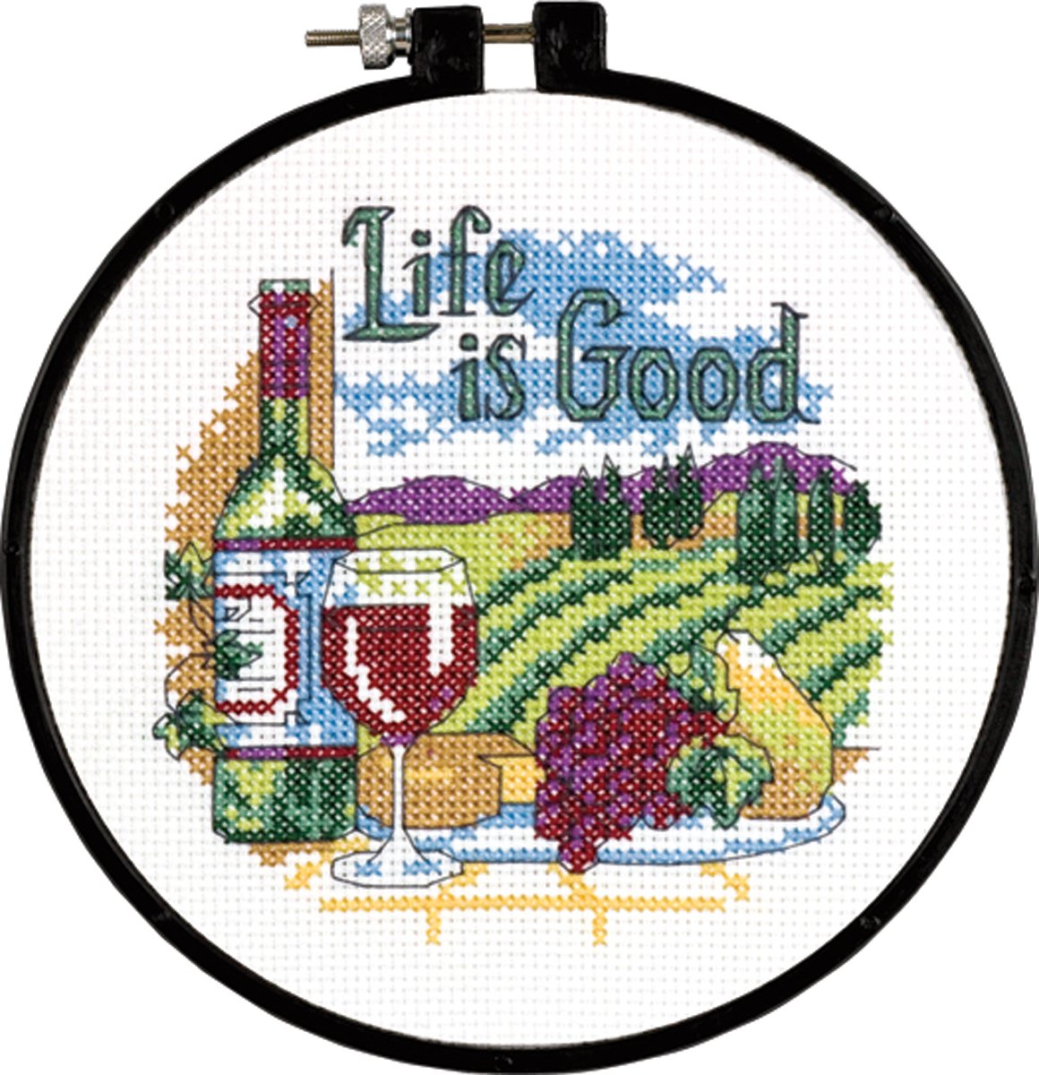 Learn-A-Craft Life Is Good Counted Cross Stitch Kit-6"" Round 14 Count