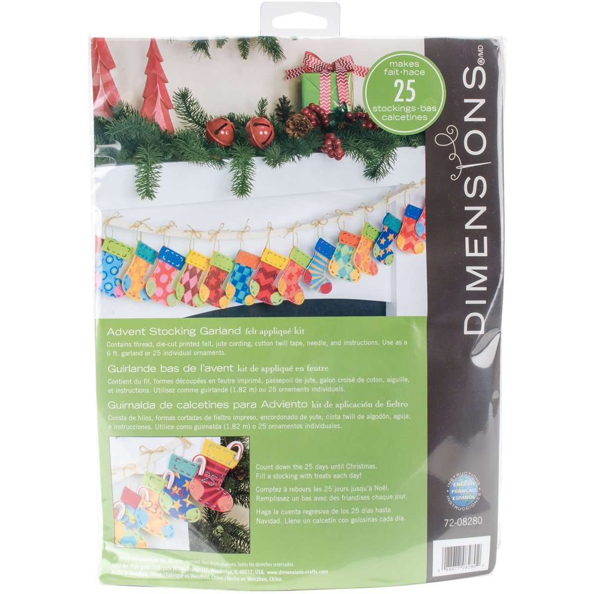 Advent Stocking Garland Felt Applique Kit-72"" Long