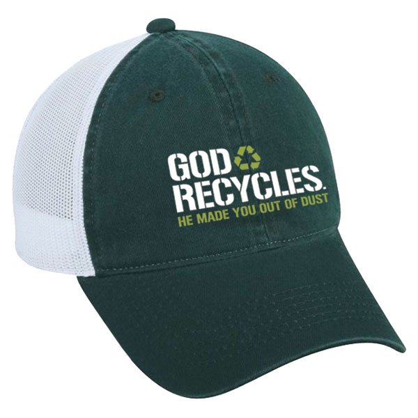 God Recycles Cap (Size: adjustable, Color: Dark Green/White)